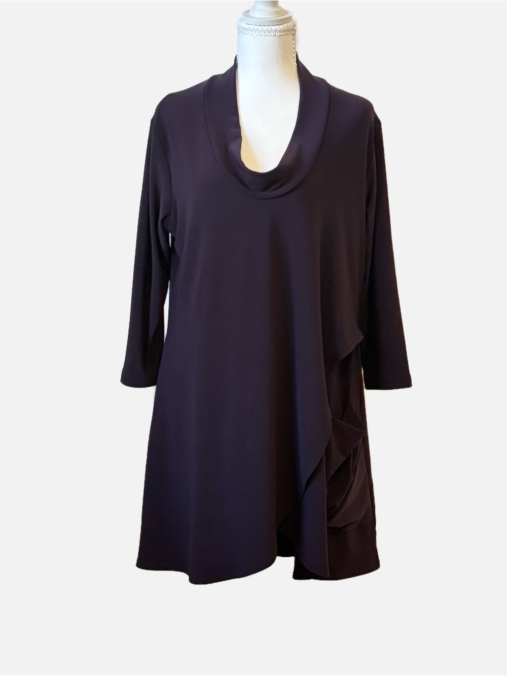 Sympli Under Wraps Tunic Asymmetrical Pocket 3/4 Sleeve Purple Plum Women’s 12